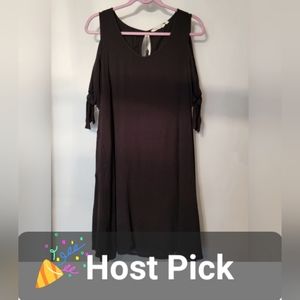 Soft Surroundings Cold Shoulder Destin Dress L Tassel Tie Sleeves